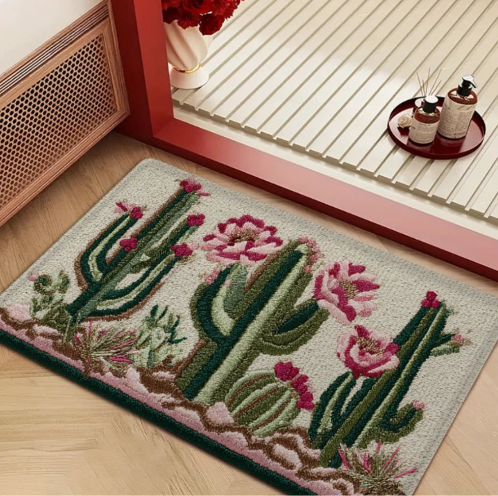 Cactus Flower Print Doormat