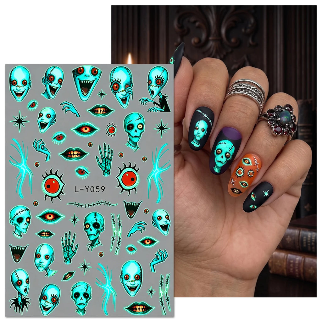 Glow-in-the-Dark Halloween Nail Stickers