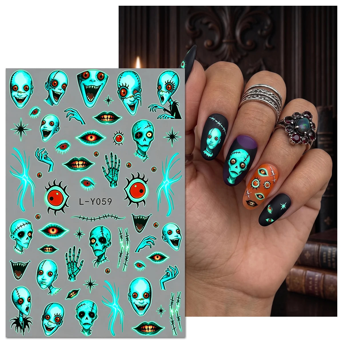Glow-in-the-Dark Halloween Nail Stickers