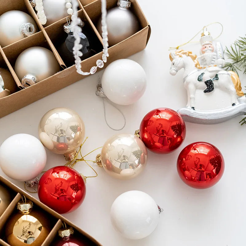 6cm Glass Christmas Baubles – 6 Pack - Color 2 (6pcs) - LOWZY