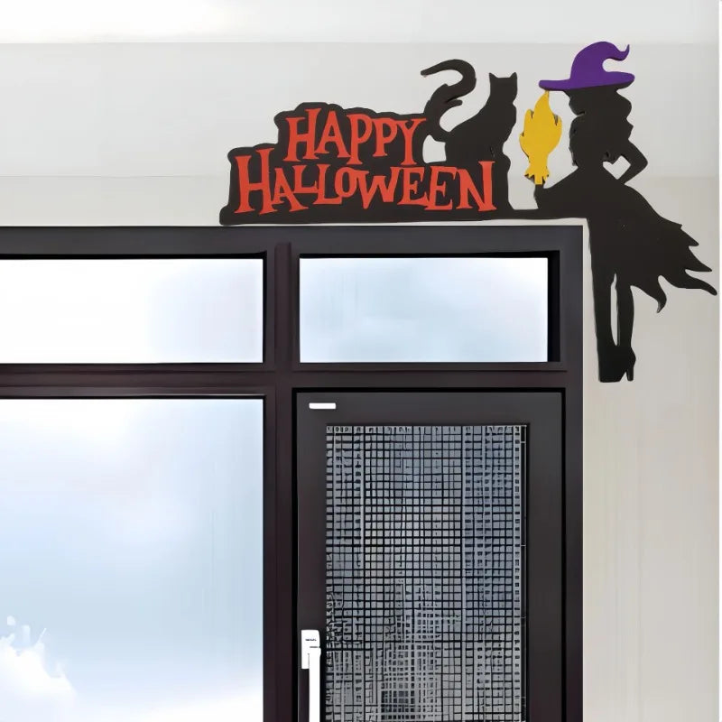 Wooden Halloween Door Corner Decoration – Ghost, Bat & Spider