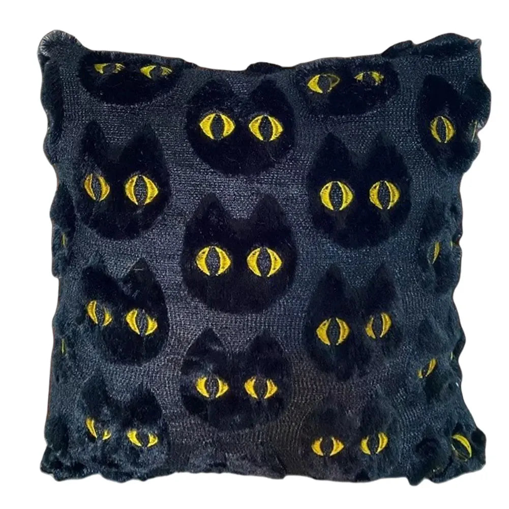 Halloween Plush Cushion Cover – Ghost, Pumpkin & Bat 45cm