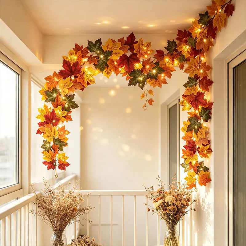 Light-Up Autumn Maple Leaf Garland – Indoor Vine