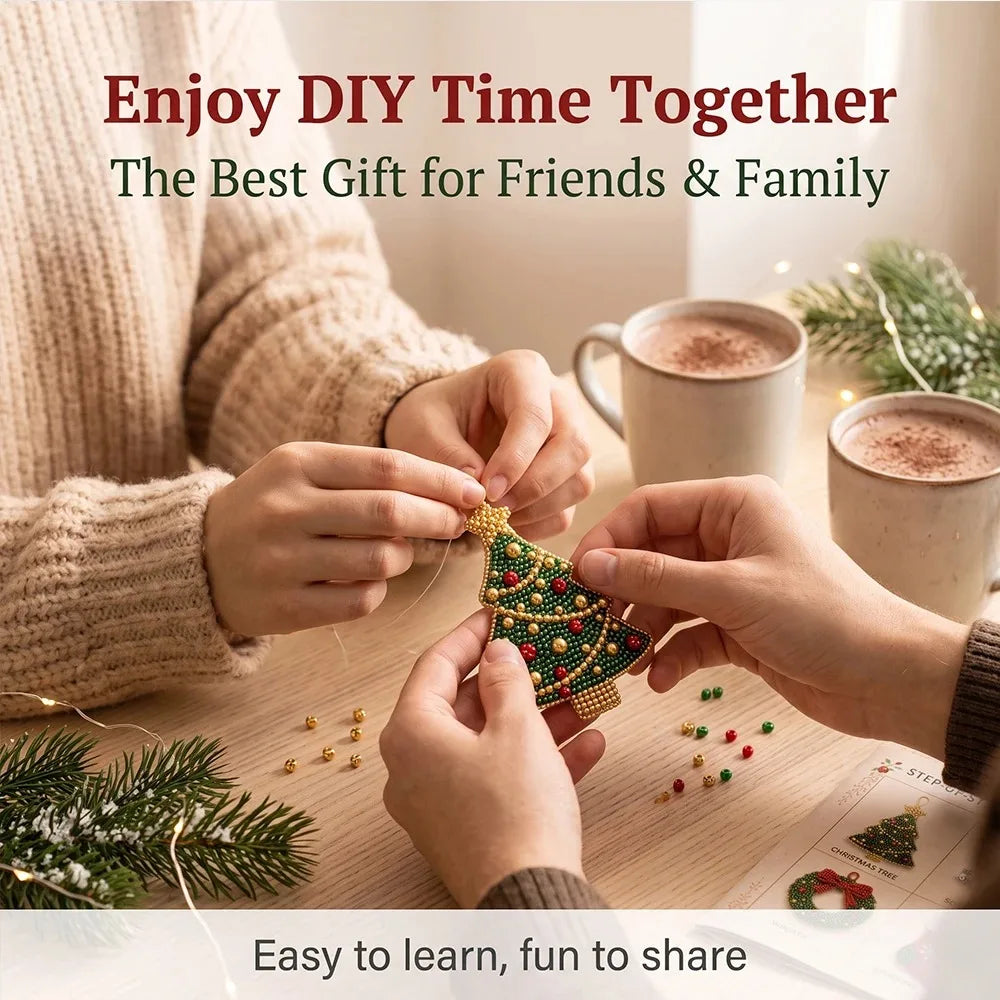 Christmas Beaded Ornament Craft Kit - 4 Pack - LOWZY