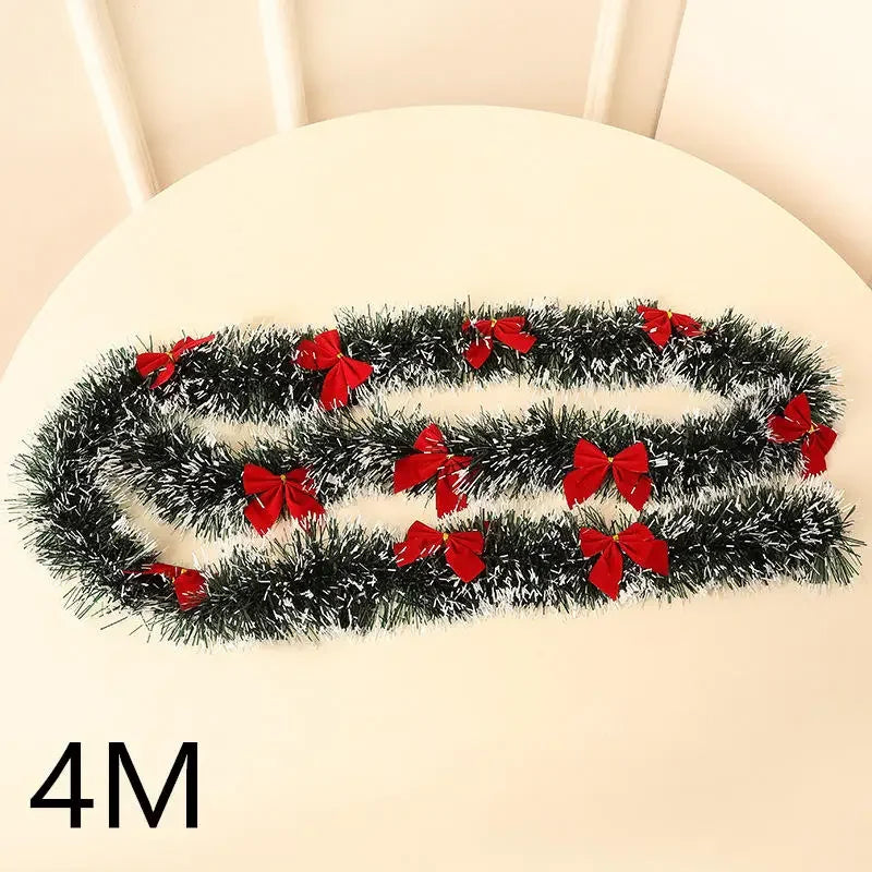 4m Christmas Tinsel Garland with Bows - LOWZY