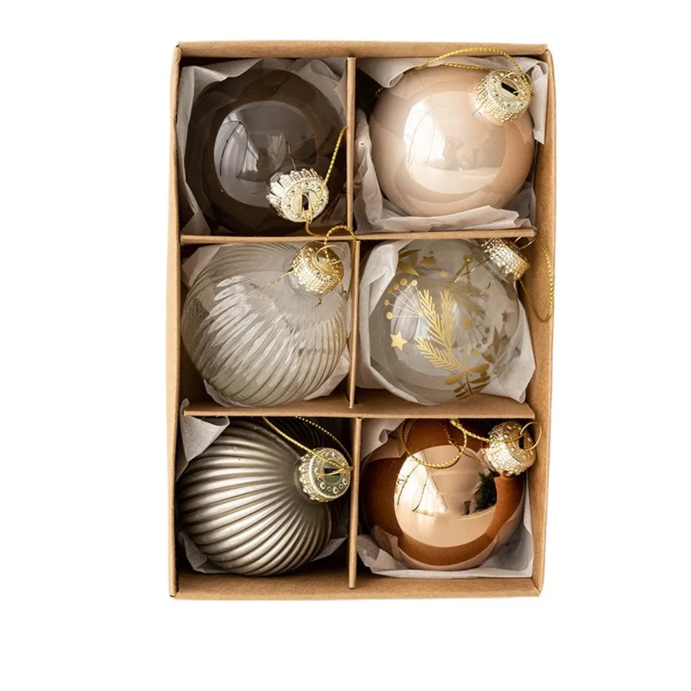 Painted Glass Christmas Baubles – 6 Pack - view 10 - LOWZY