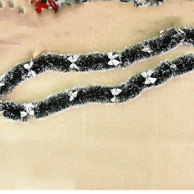 4m Christmas Tinsel Garland with Bows - LOWZY