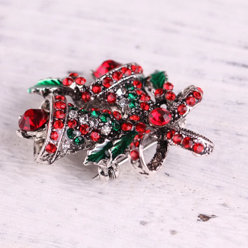 Vintage Christmas Bell & Bow Brooch - view 4 - LOWZY