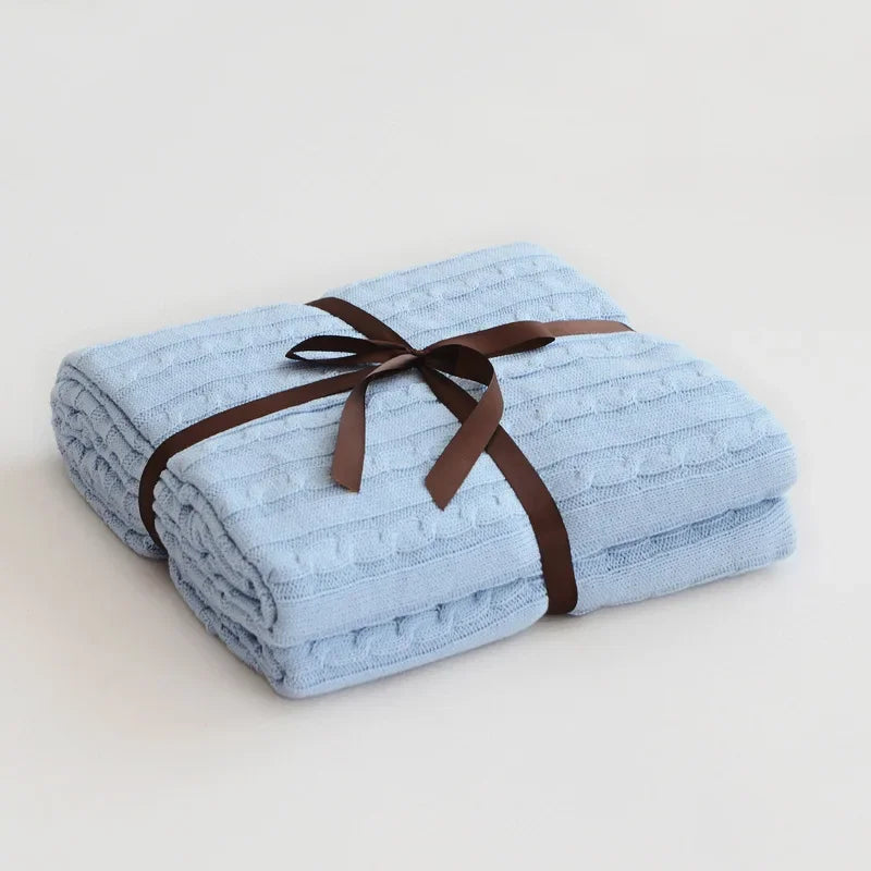 100% Cotton Knitted Throw Blanket – 2 Sizes – 23 / 110x180cm