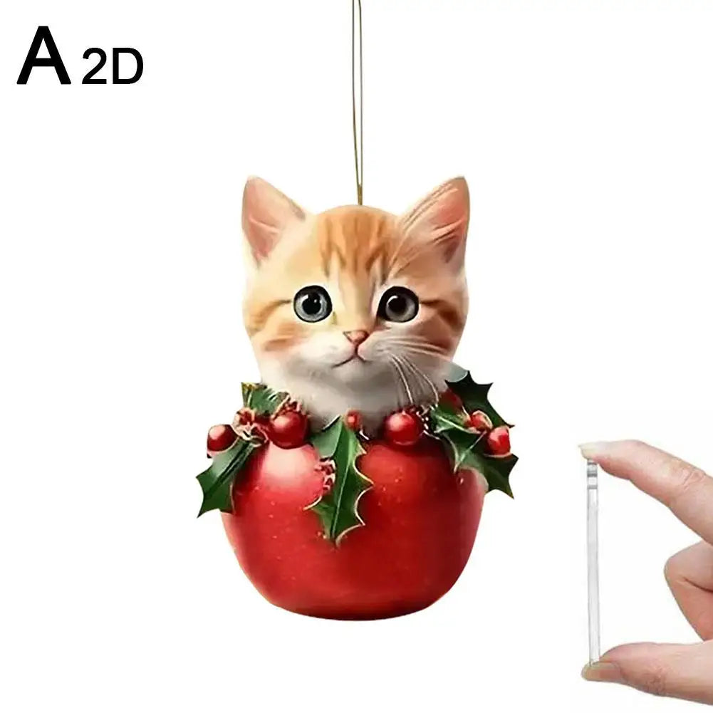 Acrylic Cat Christmas Tree Ornament - LOWZY