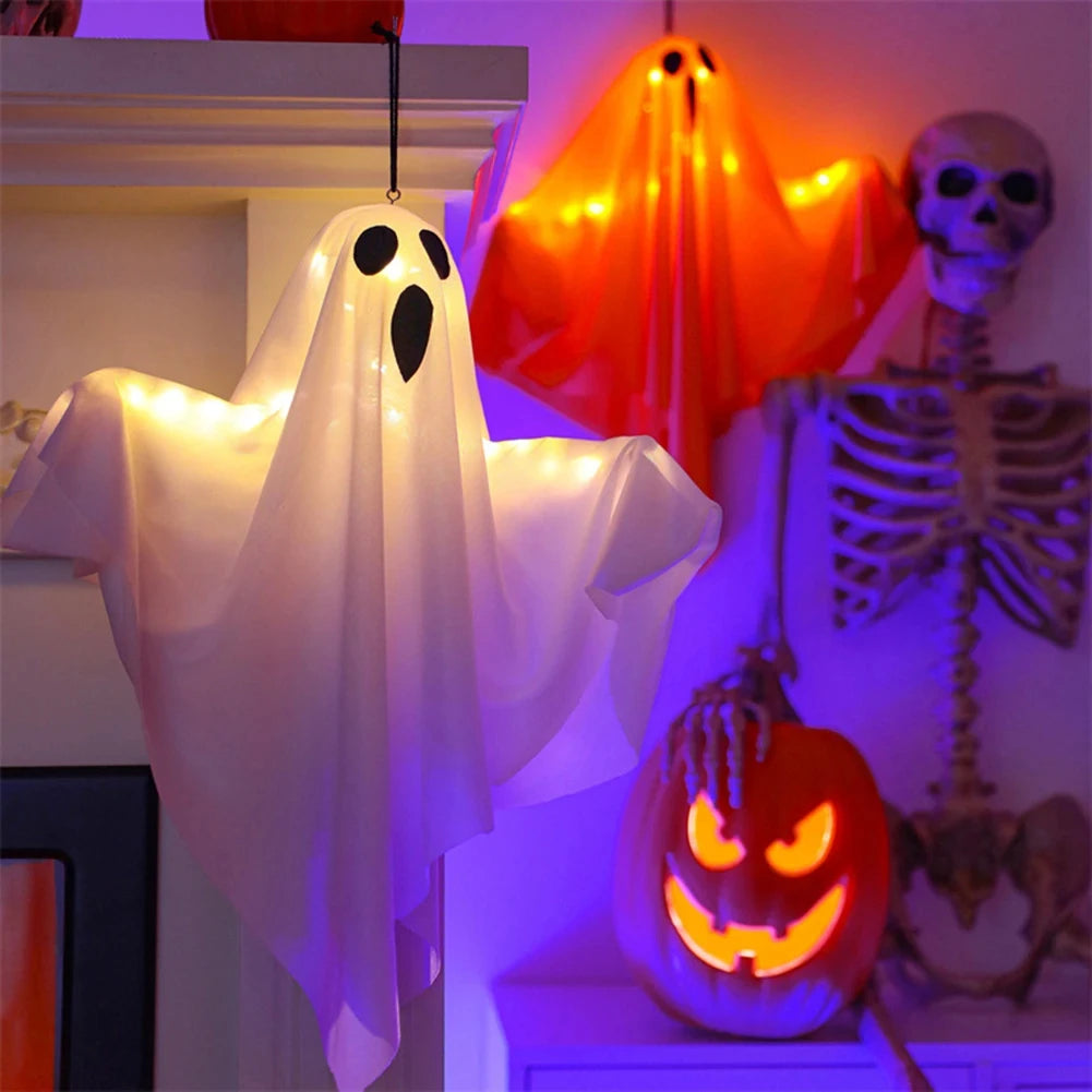 LED Hanging Ghost Halloween Decoration – orange