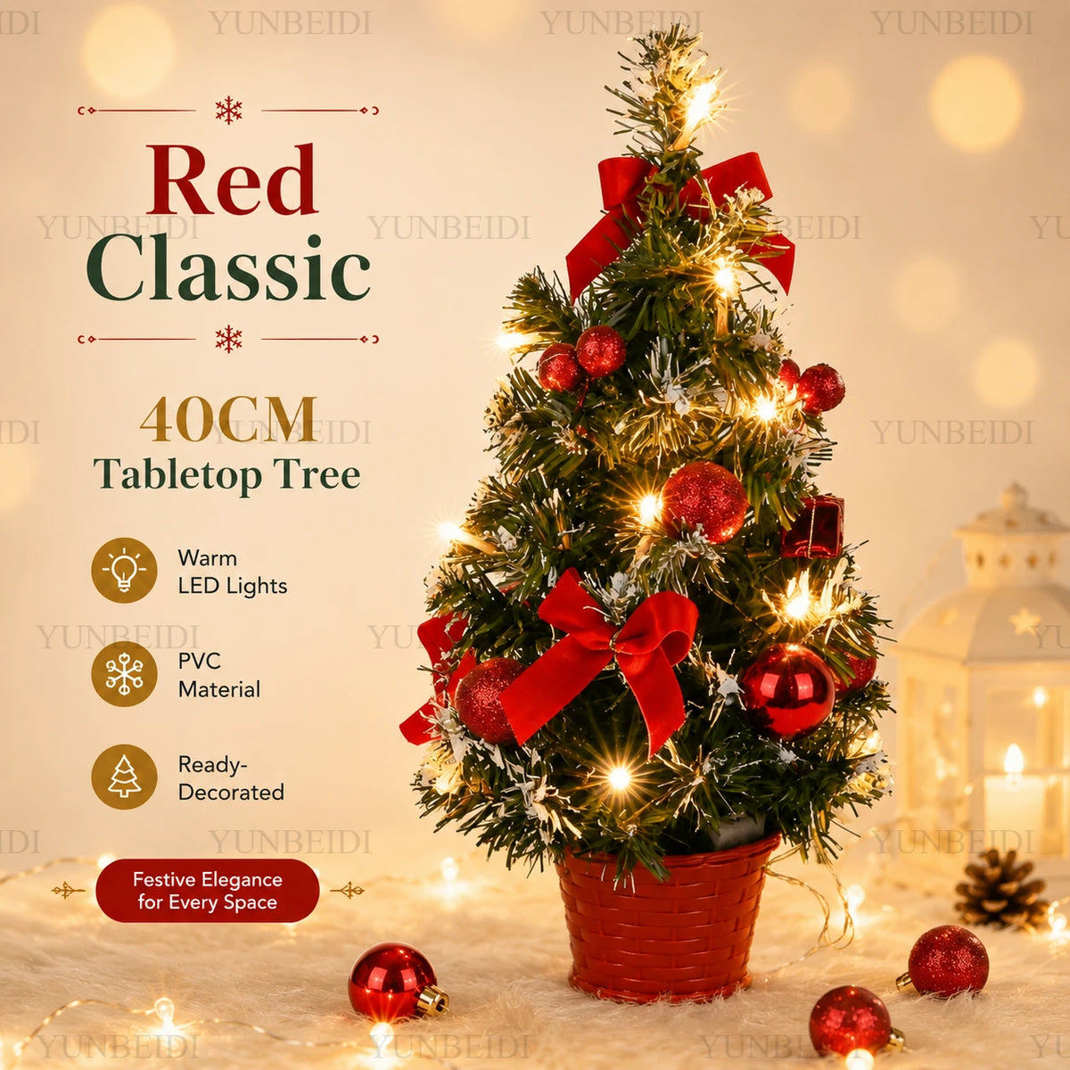 40cm LED Mini Artificial Christmas Tree - LOWZY