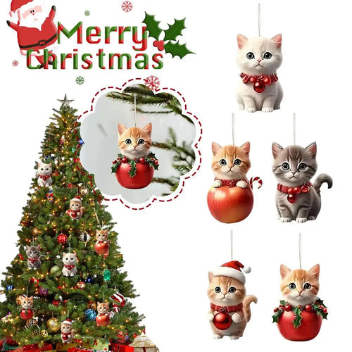 Acrylic Cat Christmas Tree Ornament - LOWZY