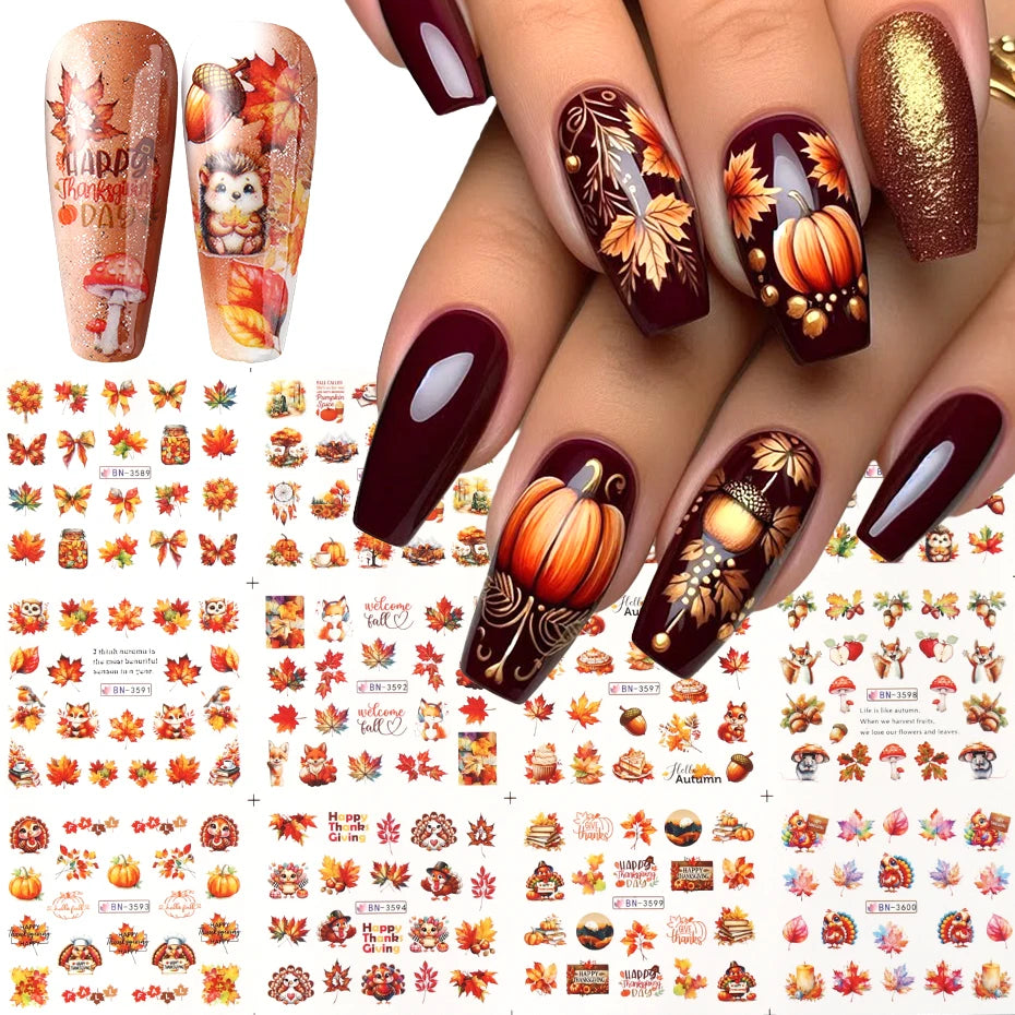 Autumn Woodland Nail Art Water Transfer Decals