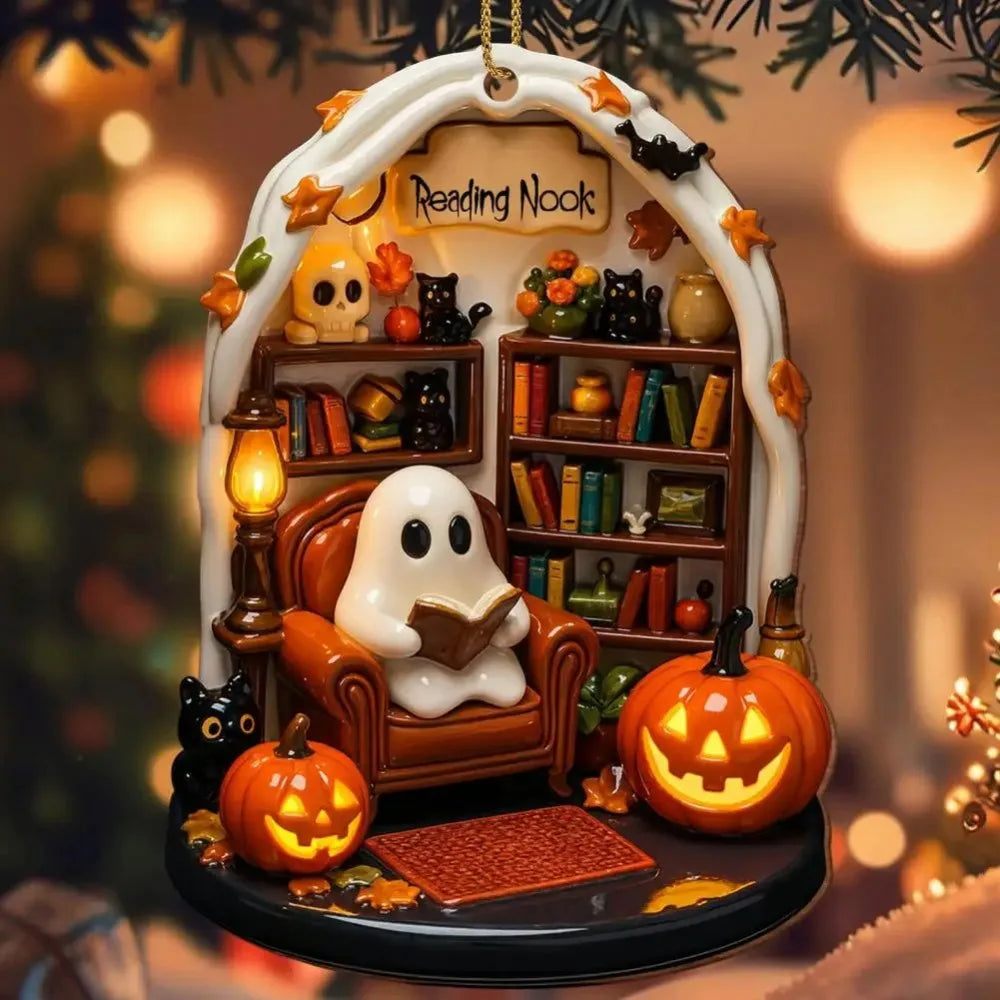 Reading Ghost Halloween Hanging Ornament – 6 Designs