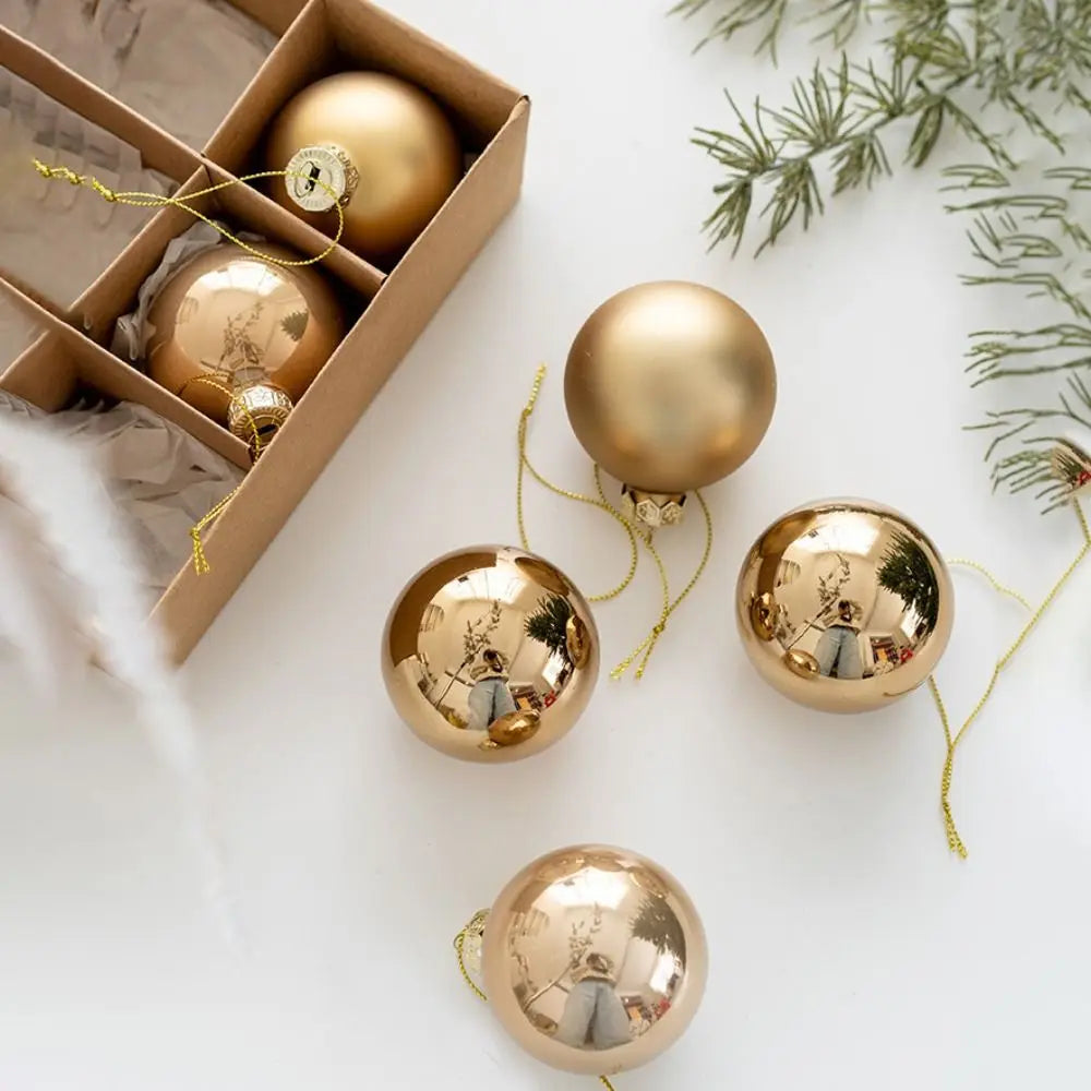 Painted Glass Christmas Baubles – 6 Pack - Style 7 - LOWZY