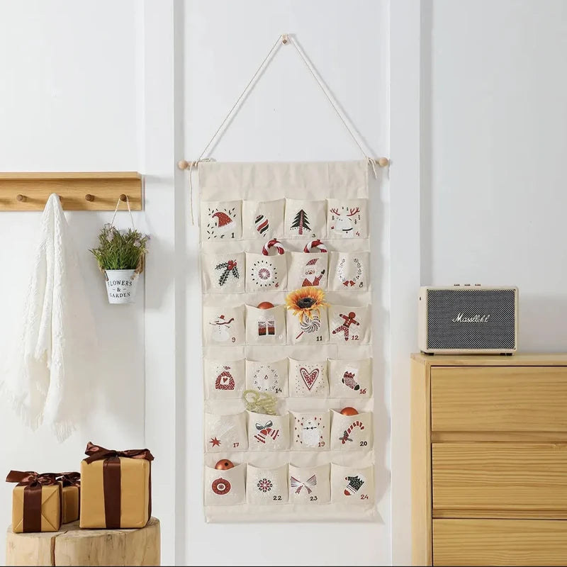 24-Pocket Hanging Christmas Advent Calendar - LOWZY