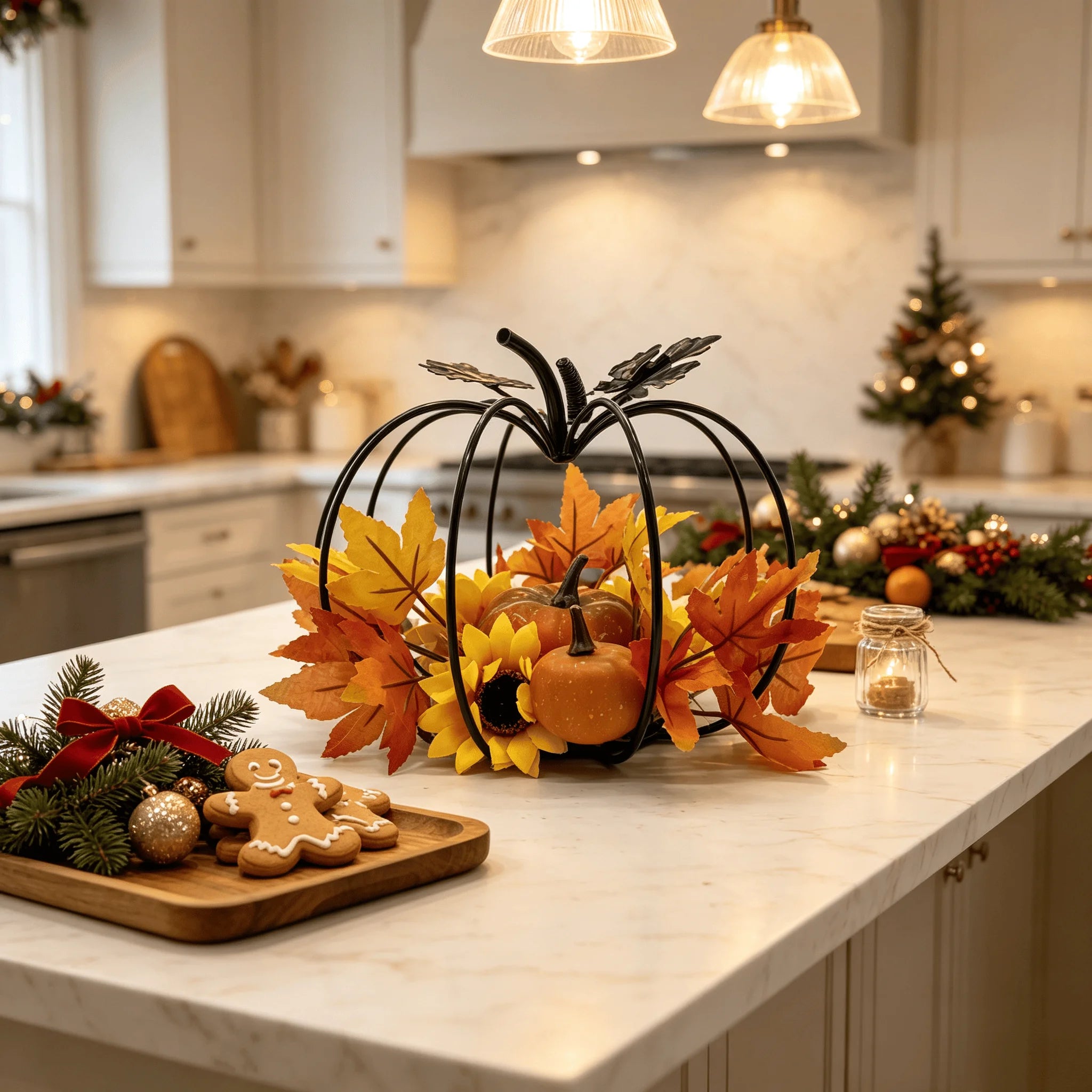 Black Metal Pumpkin Table Decoration – Autumn Harvest