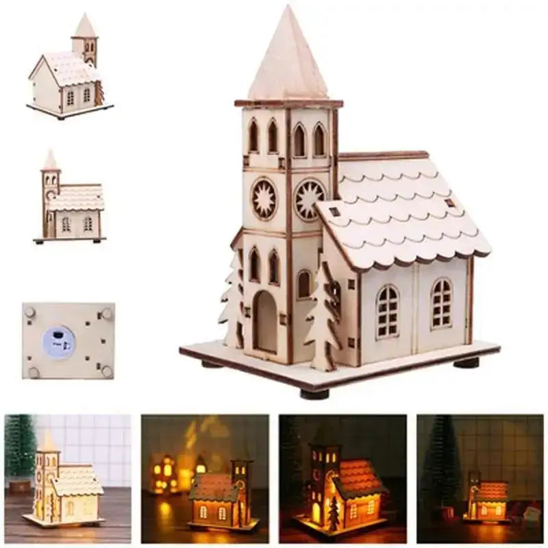 LED Wooden Christmas House Ornament - LOWZY