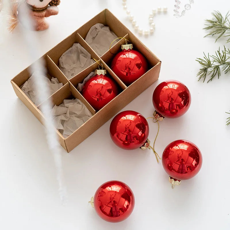 6cm Glass Christmas Baubles – 6 Pack - Color 3 (6pcs) - LOWZY