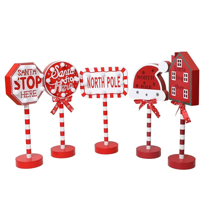 LED Santa Stop Here Street Sign - LOWZY