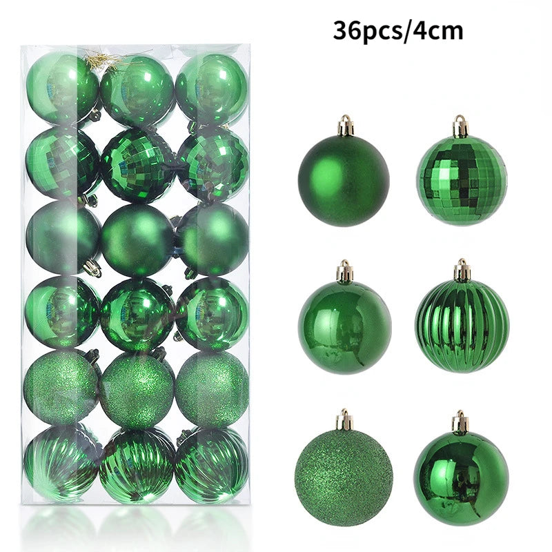 Colourful Christmas Baubles – 24 or 36 Pack - rose red - LOWZY