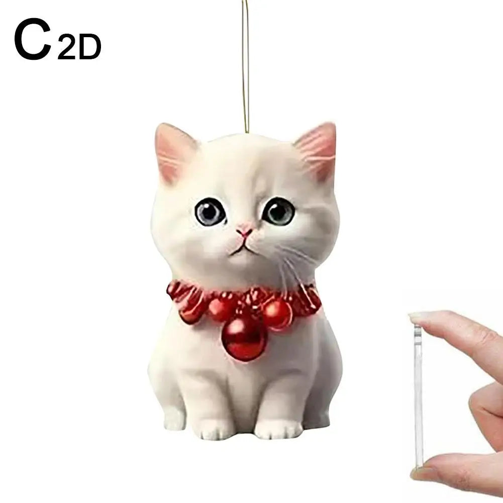 Acrylic Cat Christmas Tree Ornament - LOWZY