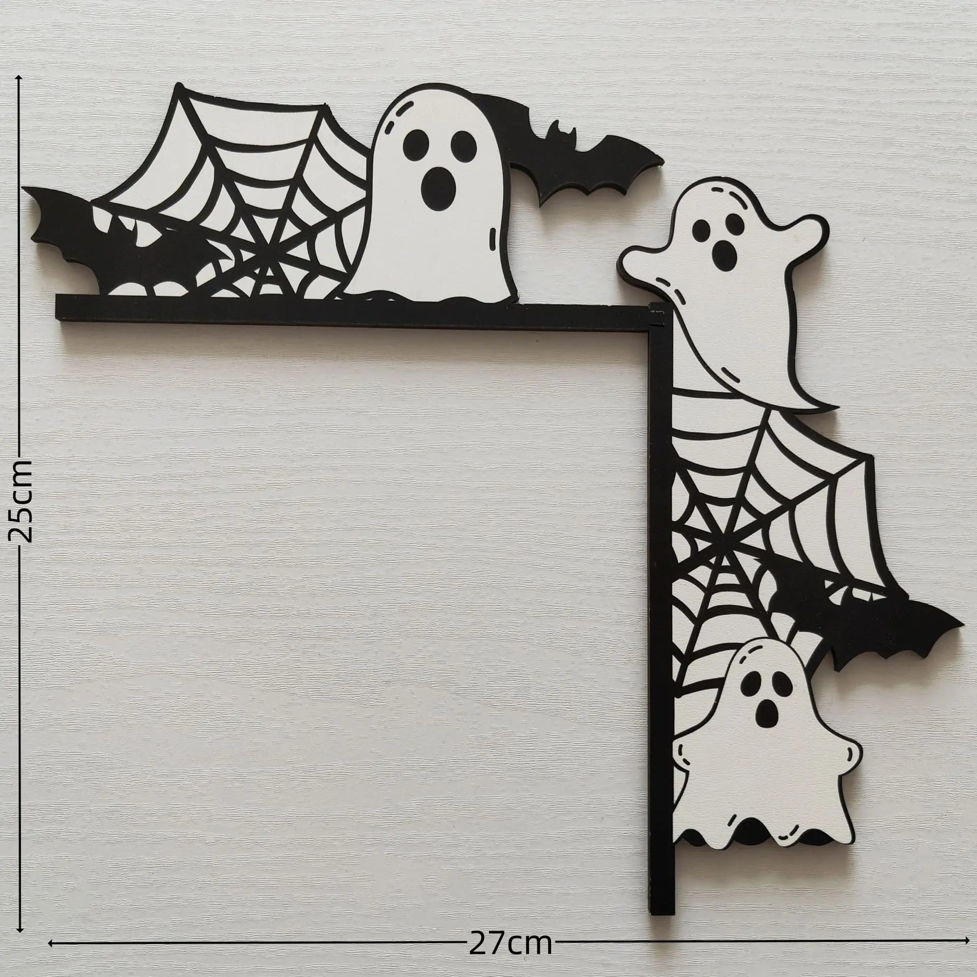 Wooden Halloween Door Corner Decoration – Ghost, Bat & Spider