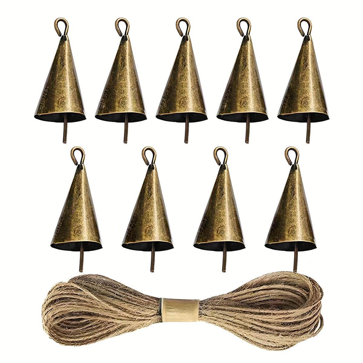 Vintage Brass Christmas Bell Decoration Set - view 5 - LOWZY