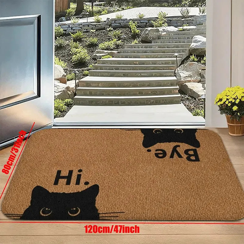 Hi & Bye Black Cat Washable Doormat