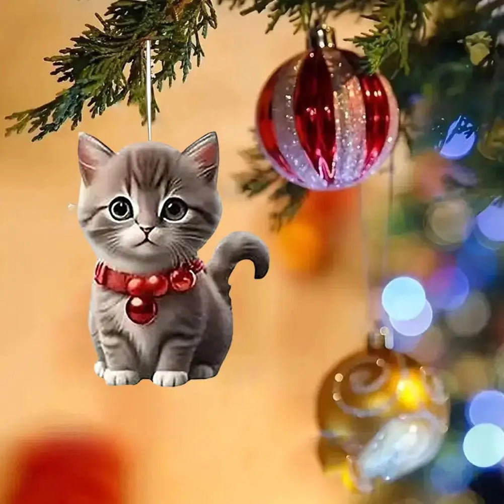 Acrylic Cat Christmas Tree Ornament - LOWZY