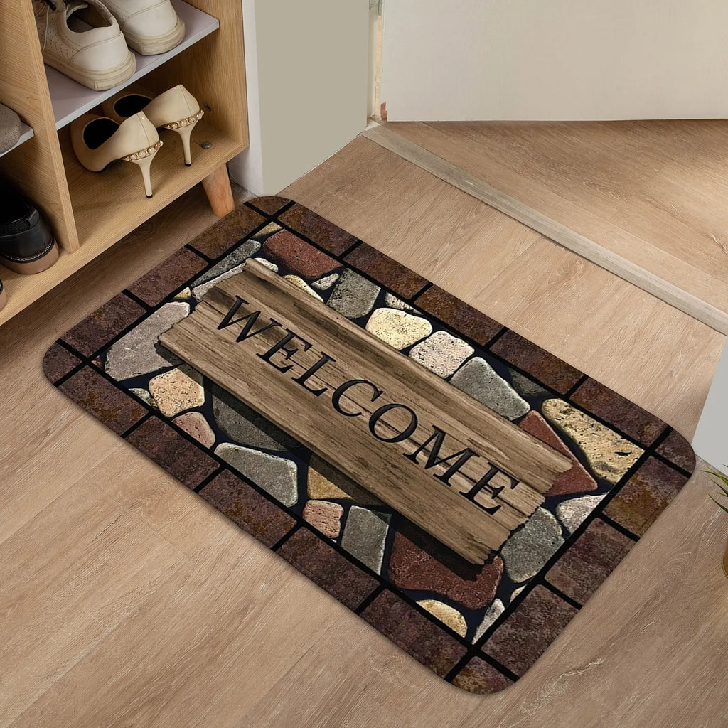 Floral Letter Print Memory Foam Doormat