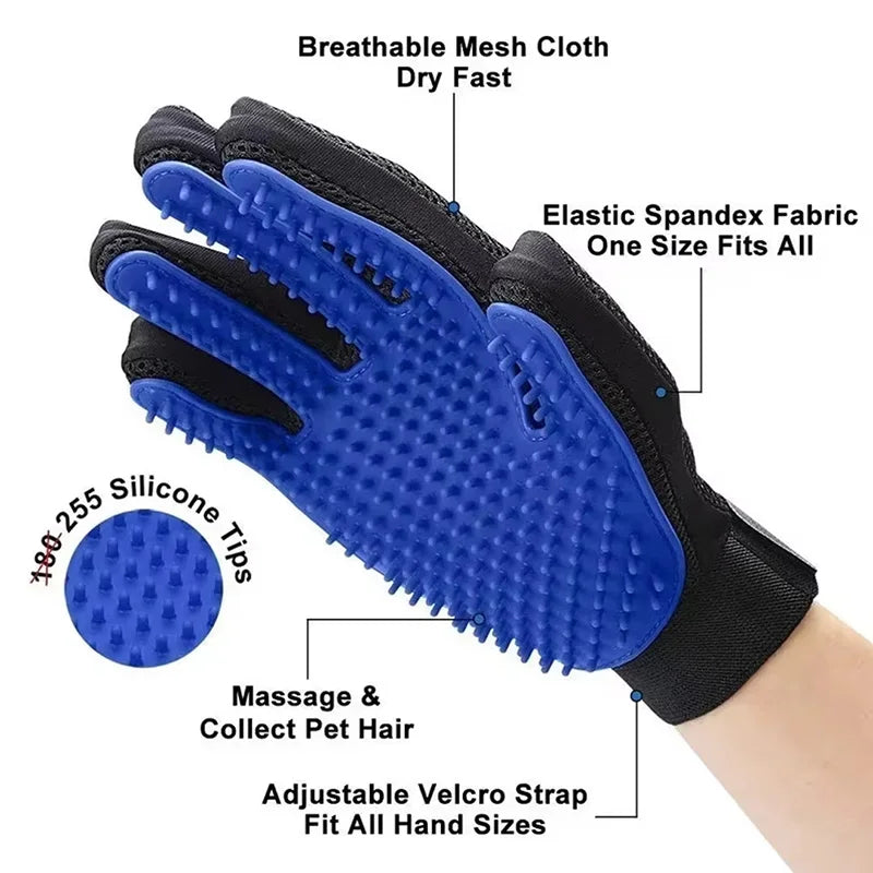 Silicone Pet Grooming Glove – Blue Right Hand