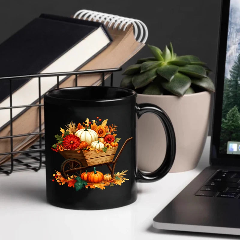 Autumn Harvest Ceramic Mug – Pumpkin Cart Design