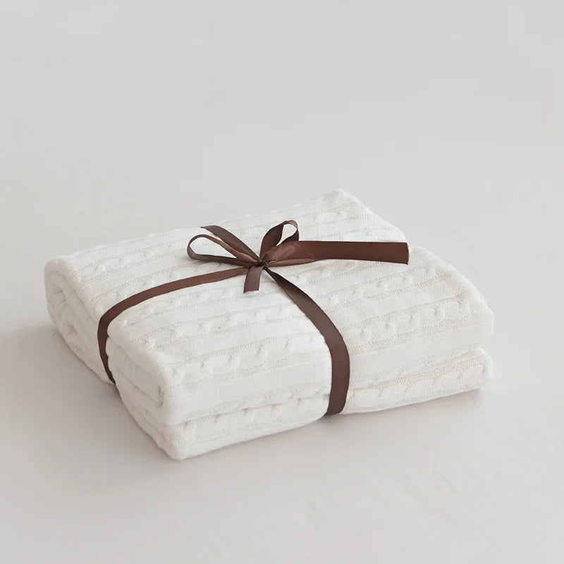100% Cotton Knitted Throw Blanket – 2 Sizes – 9 / 110x180cm