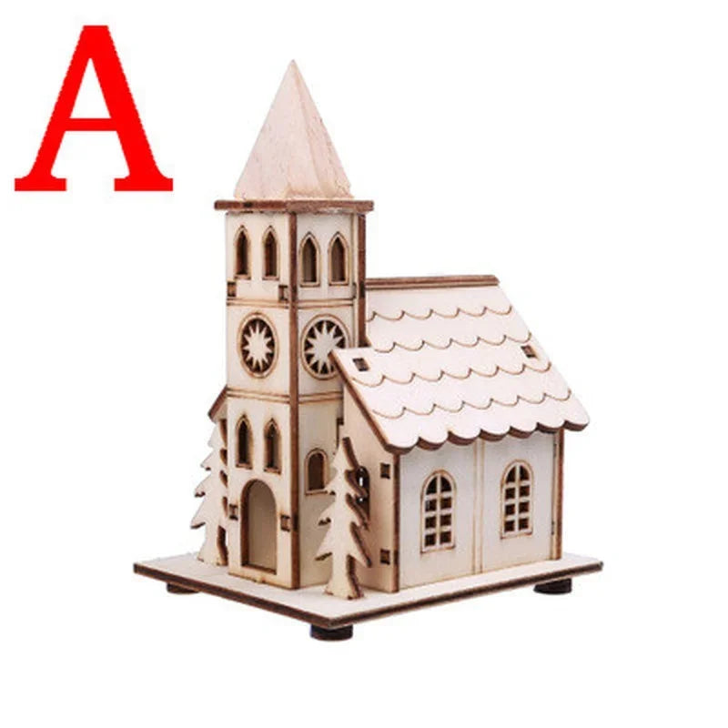 Wooden LED Christmas House – Festive Cabin Decoration