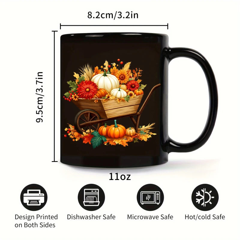 Autumn Harvest Ceramic Mug – Pumpkin Cart Design