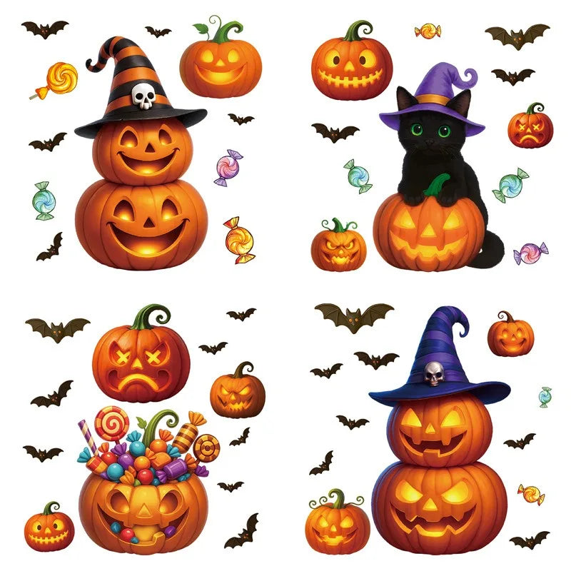 Halloween Window Stickers – Pumpkins, Bats & Ghosts