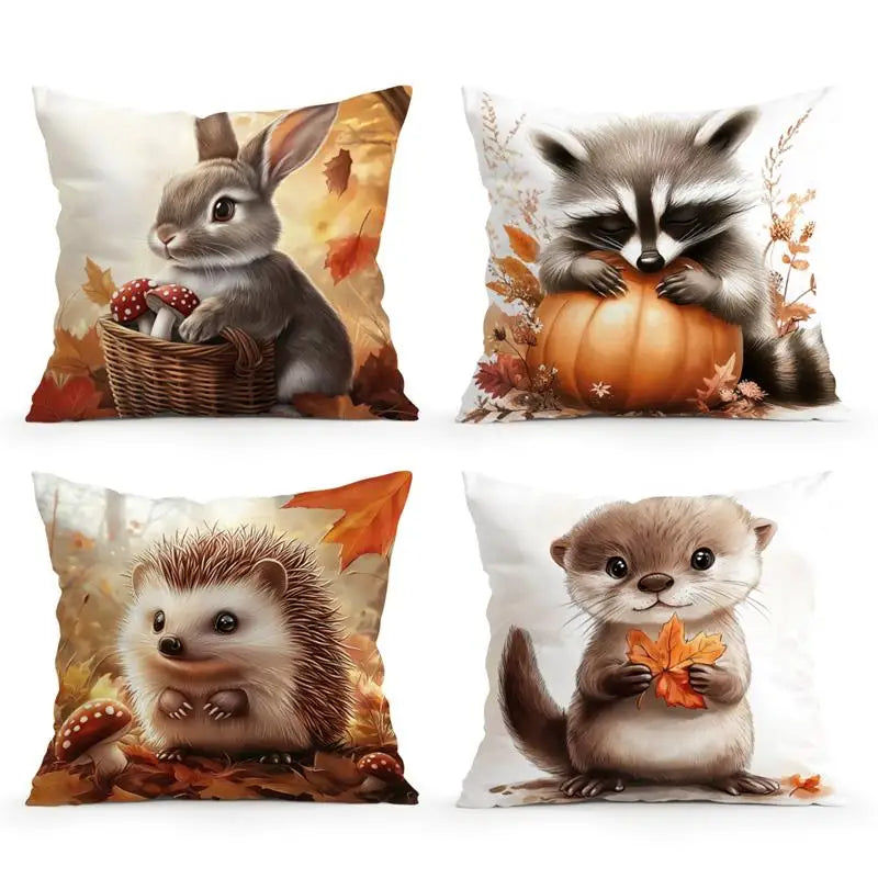 Autumn Woodland Animal Cushion Cover – 40–60 cm