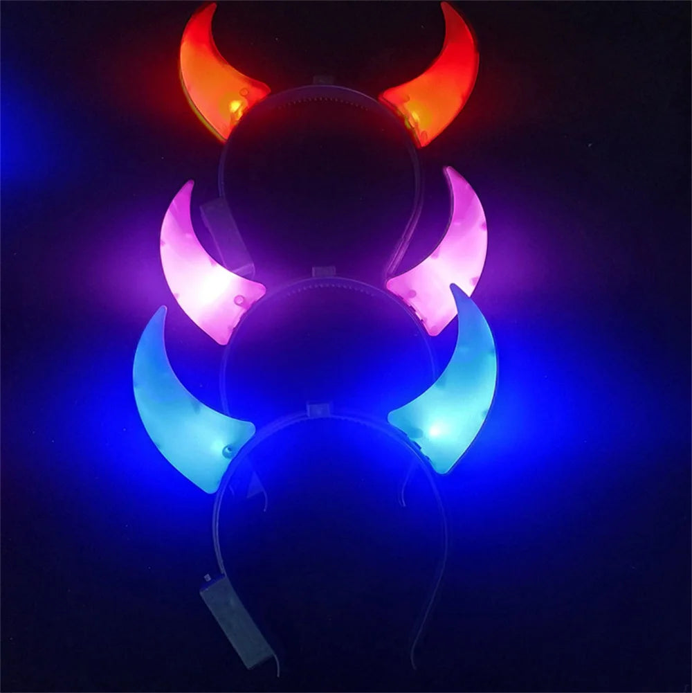 LED Devil Horn Headband – 4 Colours – Blue