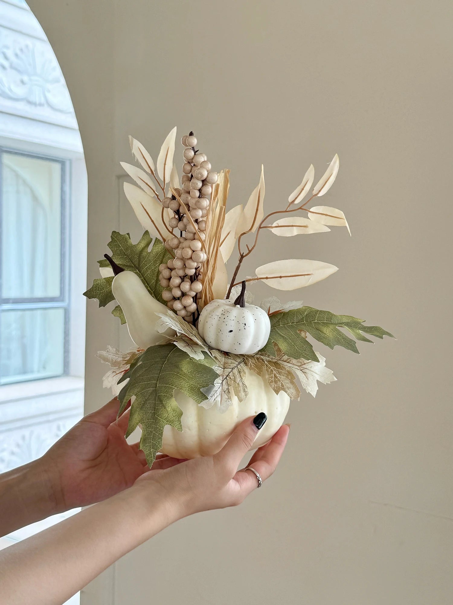 Artificial Pumpkin & Maple Leaf Autumn Decoration – 29 cm