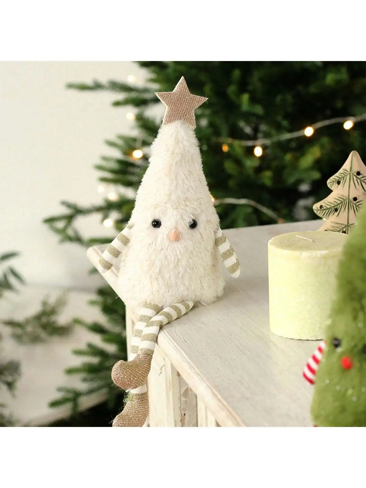 Plush Christmas Tree Doll – White or Green Festive Décor