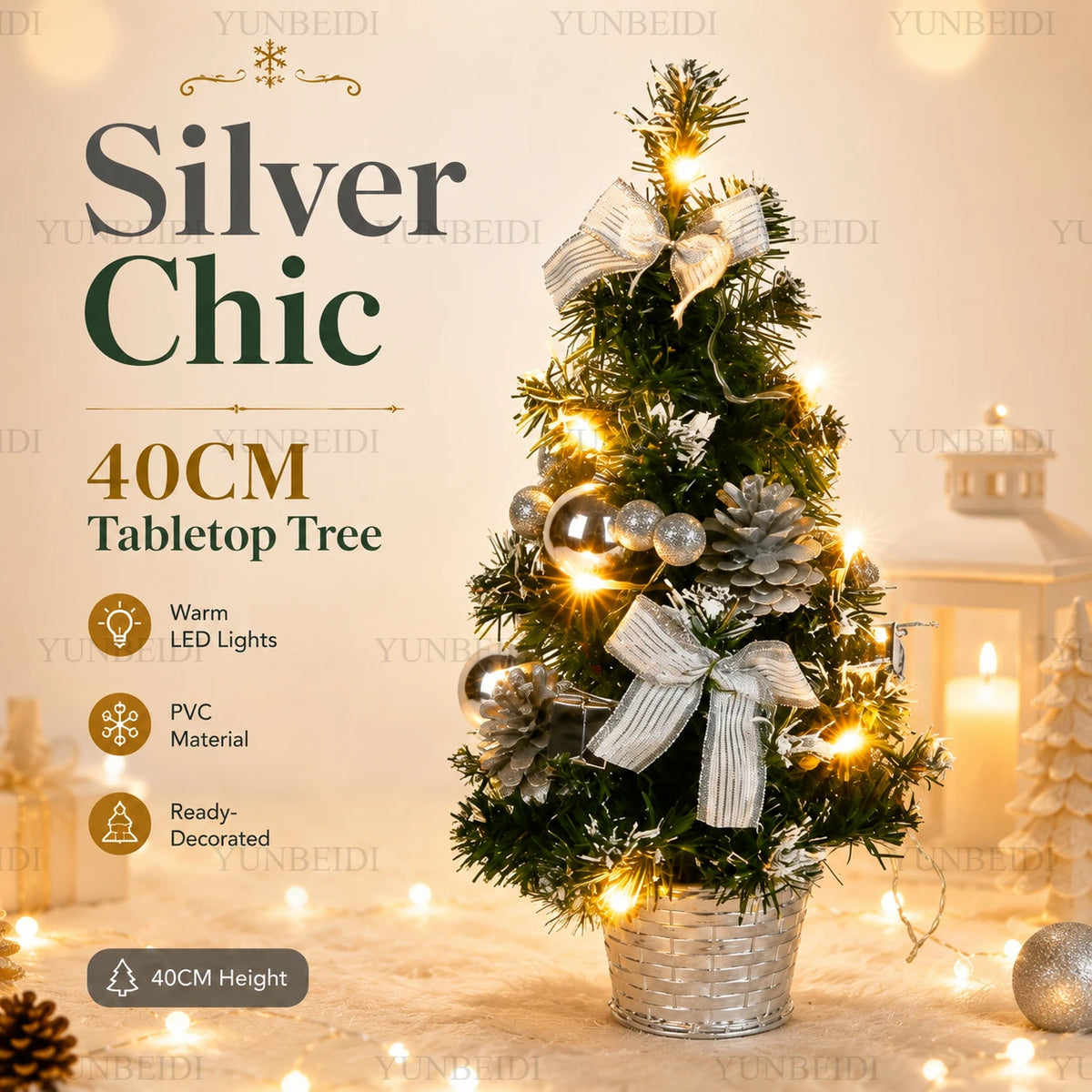 40cm LED Mini Artificial Christmas Tree - LOWZY