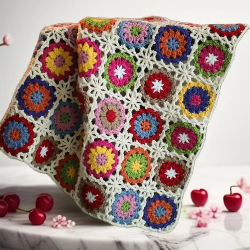 Hand-Crocheted Floral Throw & Decorative Cover – Multiple Sizes – 80x200cm