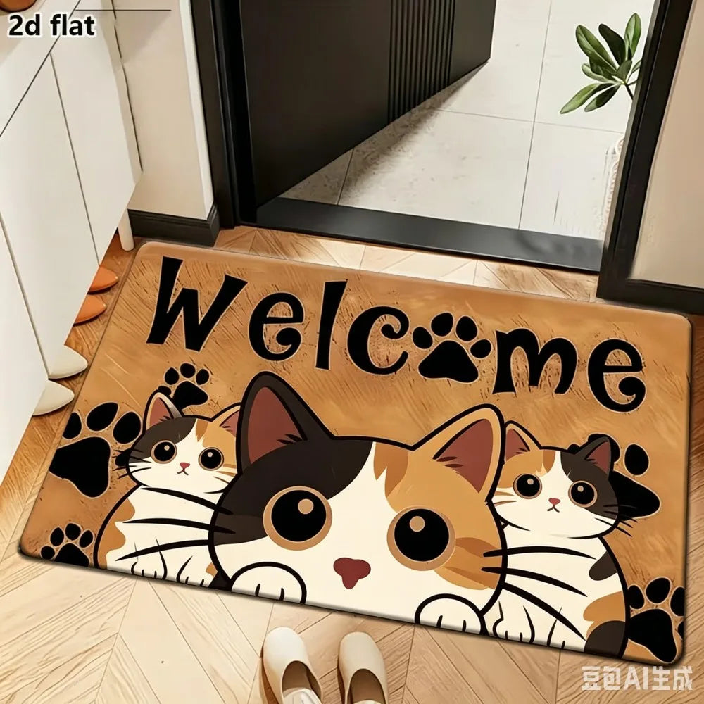 Four Cute Cats Printed Doormat