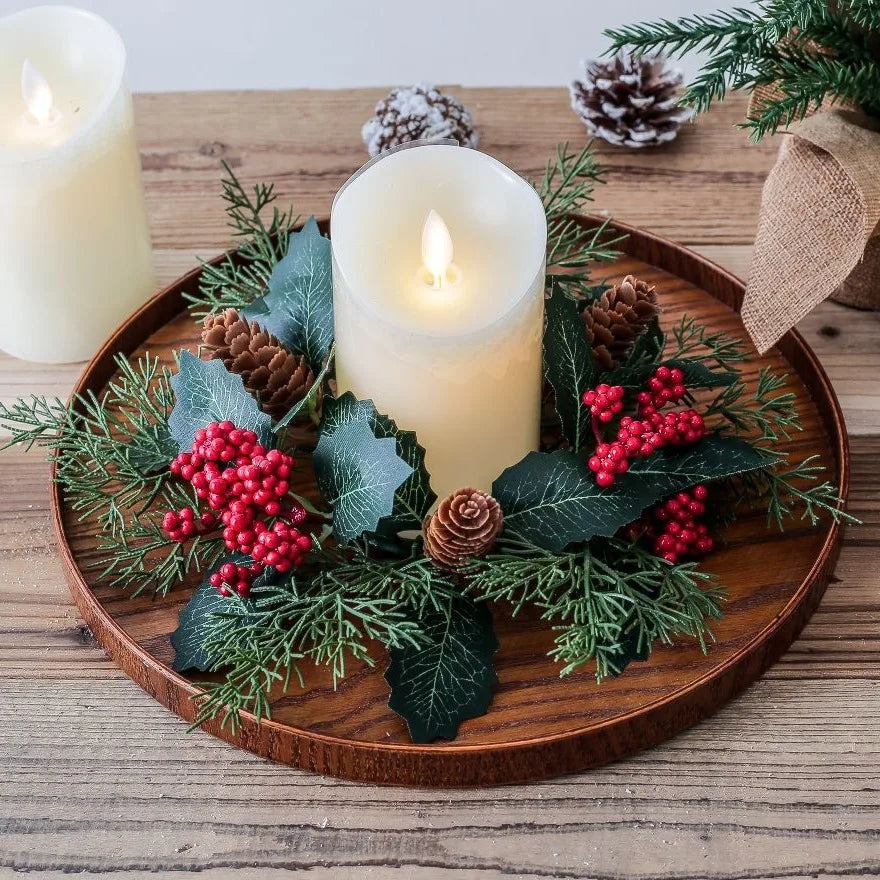 Christmas Candle Ring Wreath - LOWZY