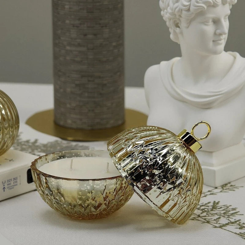 Ribbed Glass Christmas Candle Holder - view 4 - LOWZY