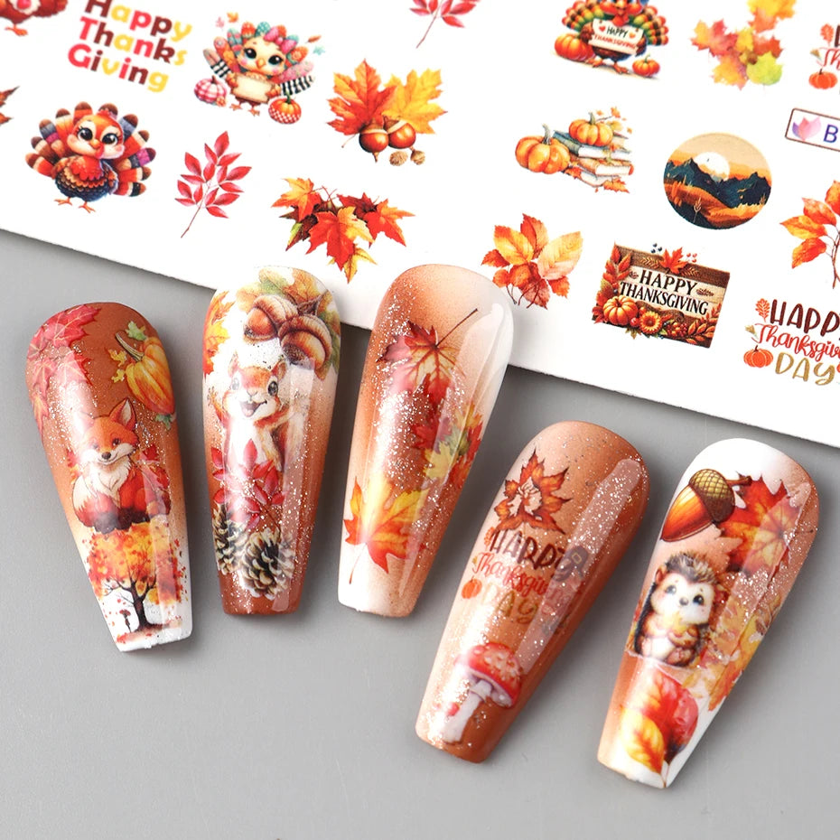 Autumn Woodland Nail Art Water Transfer Decals