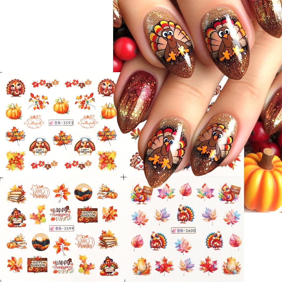 Autumn Woodland Nail Art Water Transfer Decals