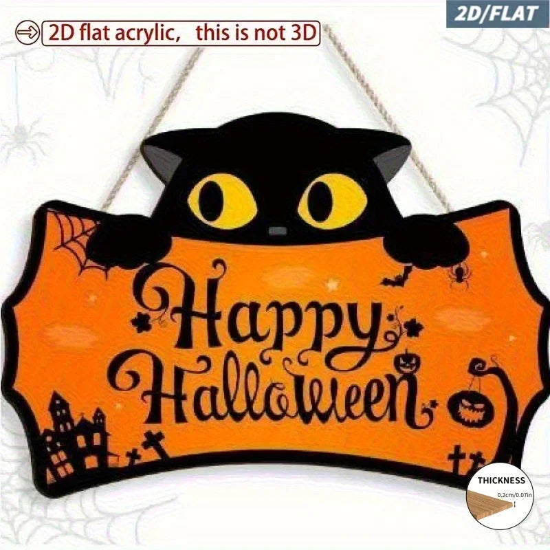 Wooden Halloween Bat Hanging Sign – 15 × 10cm